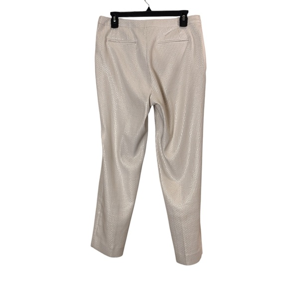 St. John Couture Emma Cream and Gold Silk Ankle Pants sz 8 - Picture 7 of 13